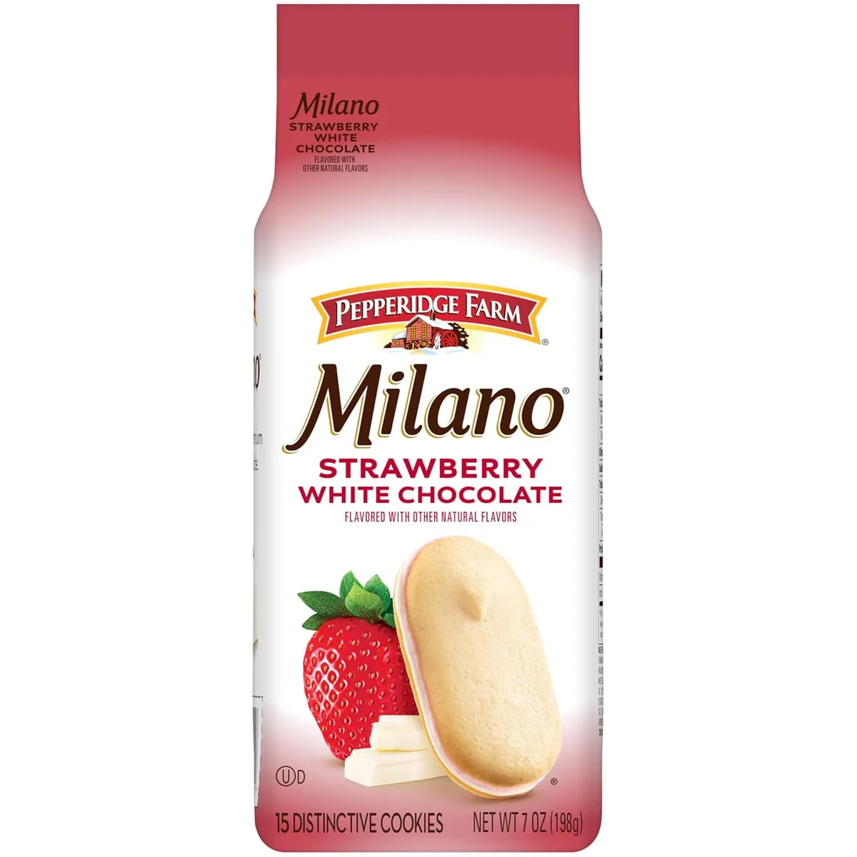 Biscoitos Pepperidge Farm Milano com sabor de chocolate branco e morango, 198 g (7 oz)